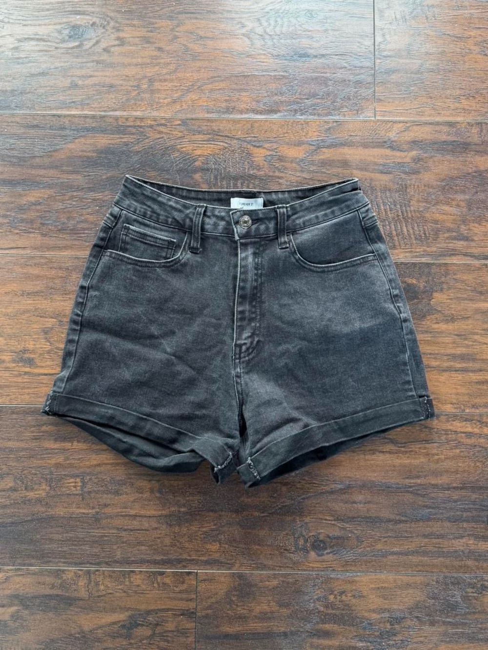Forever 21 High Rise Black Denim Shorts